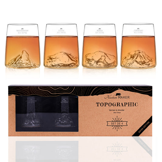 Set quattro bicchieri da shot "Topographic: Swiss Edition"