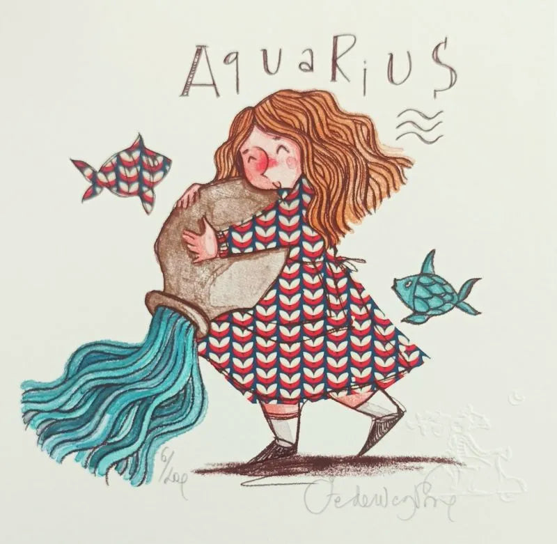 Grafica di Federica Porro "Acquario" (lui/lei)