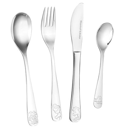 Set 4 posate bimbo “Happy Zoo” in acciaio inox