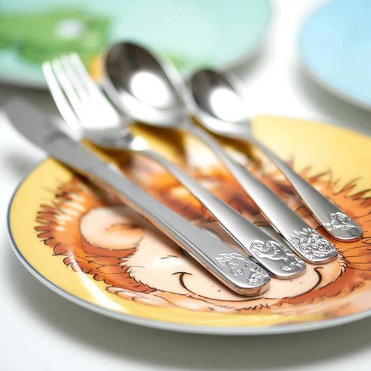 Set 4 posate bimbo “Happy Zoo” in acciaio inox