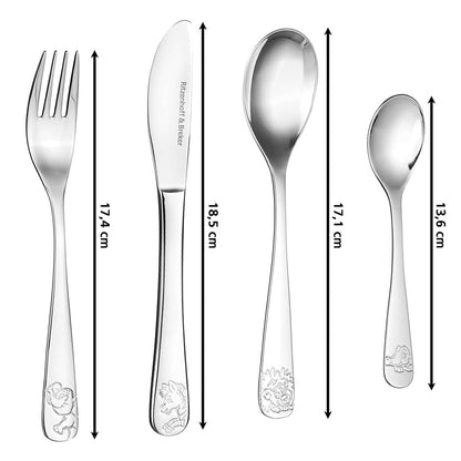 Set 4 posate bimbo “Happy Zoo” in acciaio inox