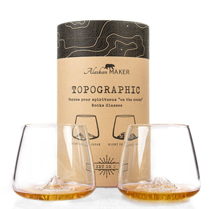 Set due bicchieri da whisky "Topographic:  Fuji & Denali"