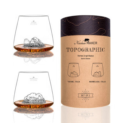 Set due bicchieri da whisky "Topographic: Tofane e Marmolada"