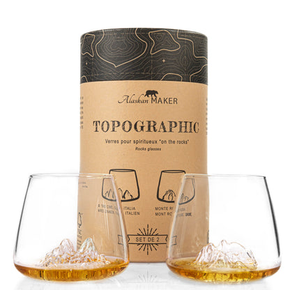 Set due bicchieri da whisky "Topographic: Tre Cime di Lavaredo & Monte Rosa"