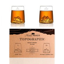 Carica l'immagine nel visualizzatore di Gallery, Set due bicchieri da shot "Topographic: Tofane e Tre Cime di Lavaredo"
