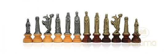 Scacchiera con scacchi in legno e metallo "Medievale"