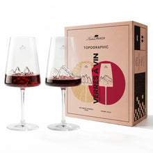 Carica l'immagine nel visualizzatore di Gallery, Set due calici da vino "Topographic:  Tofane e Tre Cime di Lavaredo"
