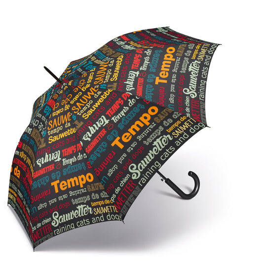 Ombrello lungo "Long Slogan" Happy Rain nero