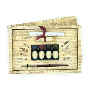 Set da scrittura con cannetta in legno e peltro, pennini ed inchiostri "Music" Kartos