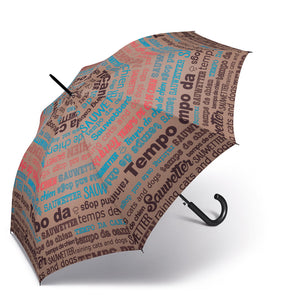 Ombrello lungo "Long Slogan" Happy Rain taupe
