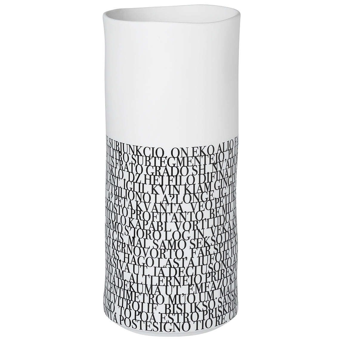 Vaso in porcellana decorata con scritte "Text" Raeder