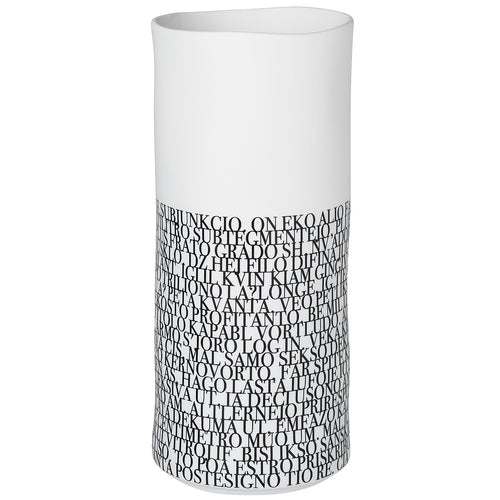 Vaso in porcellana decorata con scritte 