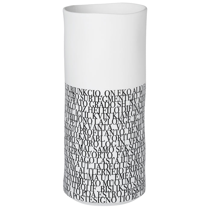 Vaso in porcellana decorata con scritte 