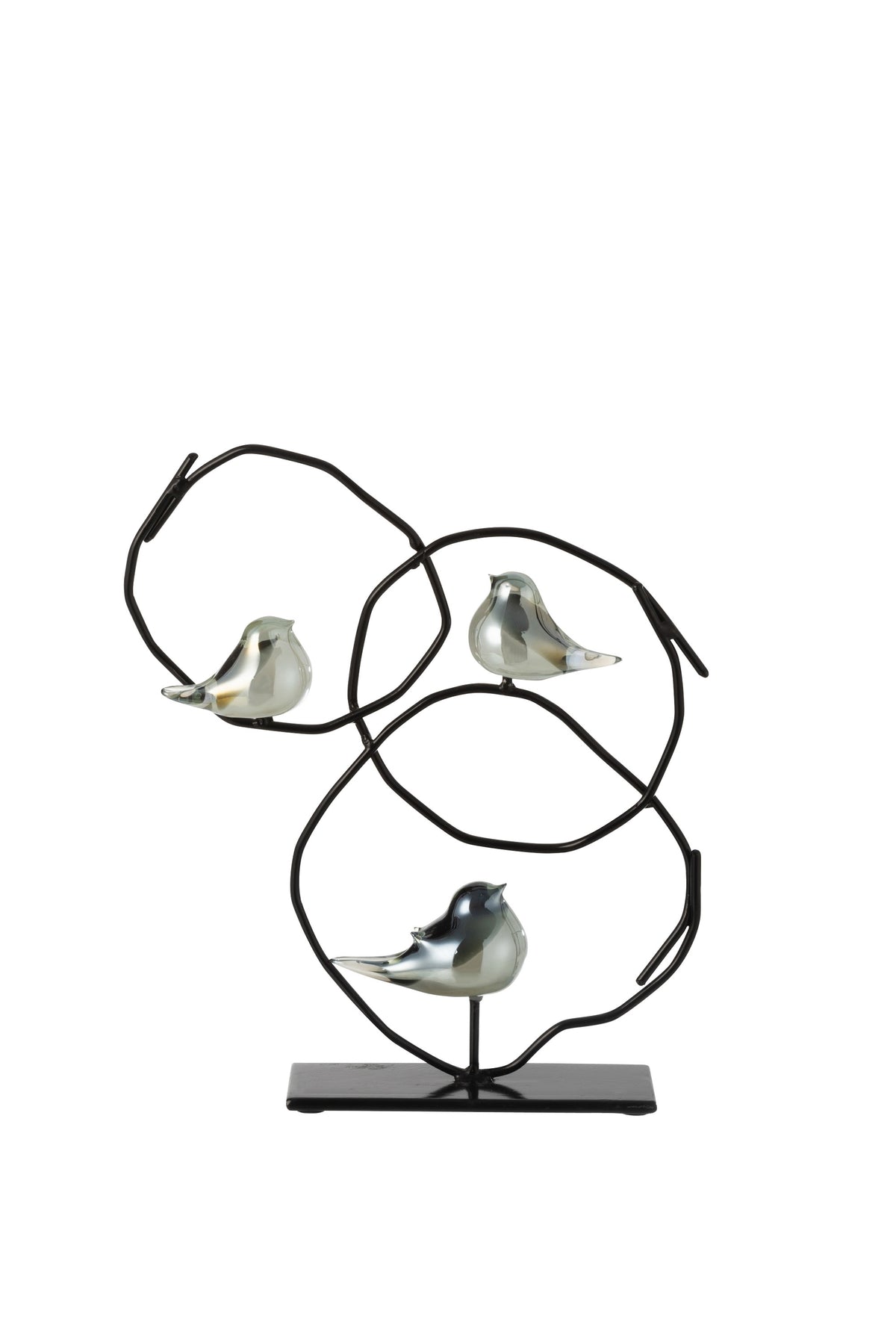 Scultura in vetro b metallo "Uccellini"