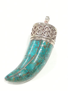 Pendente "Corno" in argento e turchese