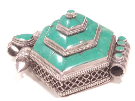Pendente argento e turchese esagonale