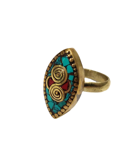 Anello in ottone con mosaico di pietre naturali