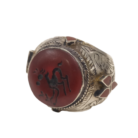 Anello argento con corniola tonda