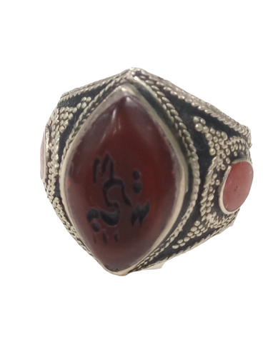 Anello argento con corniola marquise