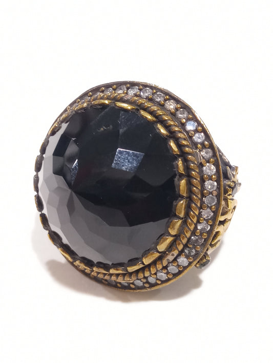 Anello a fascione in argento con onice