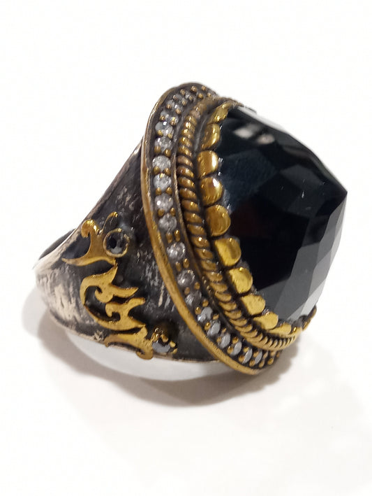 Anello a fascione in argento con onice