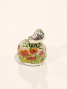 Ciondolo campanella di Capri dipinta a mano "Papaveri"