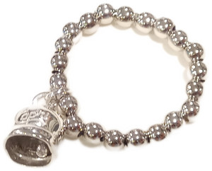 Anello elasticizzato con perline e charms campanella di Capri