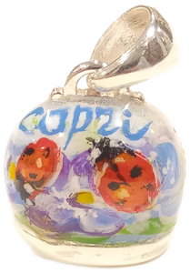 Ciondolo campanella di Capri dipinta a mano "Coppia di coccinelle"