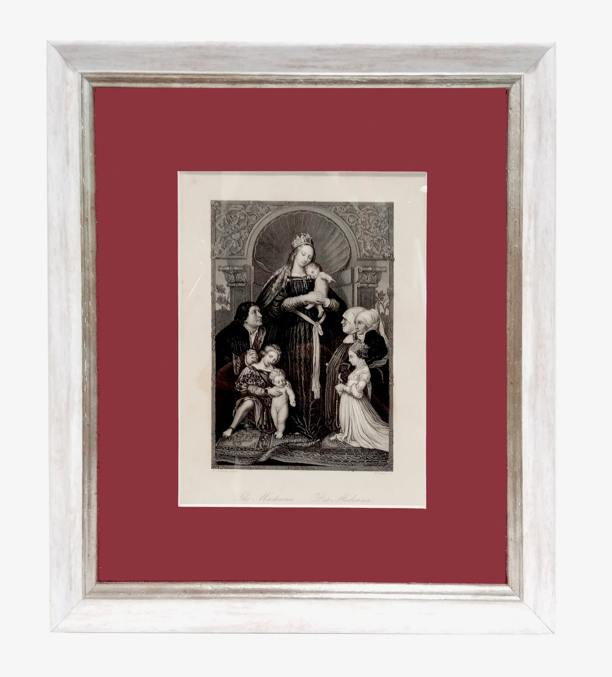 Incisione originale incorniciata "Raccolta dei dipinti reali della Galleria di Dresdra - Die Madonna"