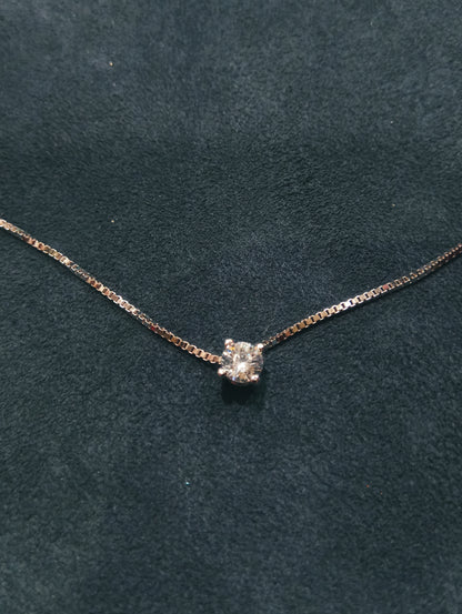 Girocollo in argento con punto luce 0,03 ct dettaglio pietra