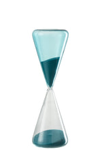 Carica l&#39;immagine nel visualizzatore di Gallery, Clessidra allungata in vetro con ampolla blu small
