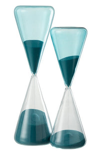 Clessidra allungata in vetro con ampolla blu (disponibile in due dimensioni)