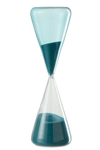 Clessidra allungata in vetro con ampolla blu large