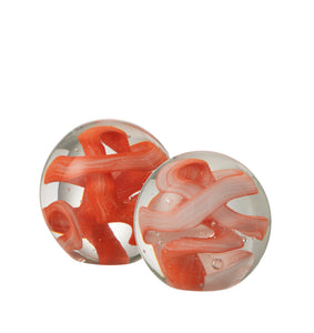 Fermacarte globulare in vetro con decorazione a nastri rossi (disponibile in due varianti)
