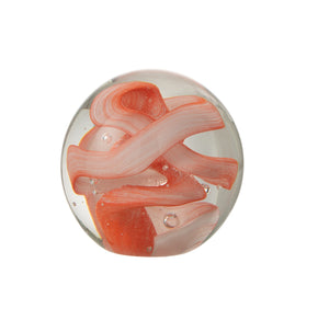 Fermacarte globulare in vetro con decorazione a nastri rossi (disponibile in due varianti)