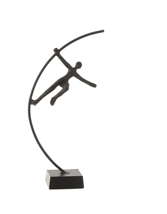 Scultura in alluminio brunito "Acrobata sull'asta: libertà"