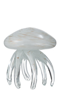 Fermacarte in vetro "Medusa Bianco e Oro"