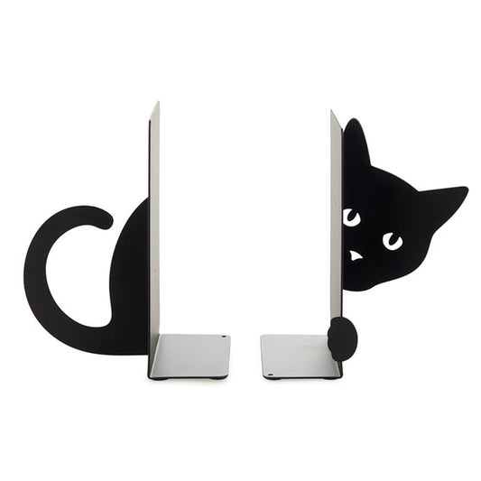 Coppia di fermalibri in metallo "Gattino nascosto"