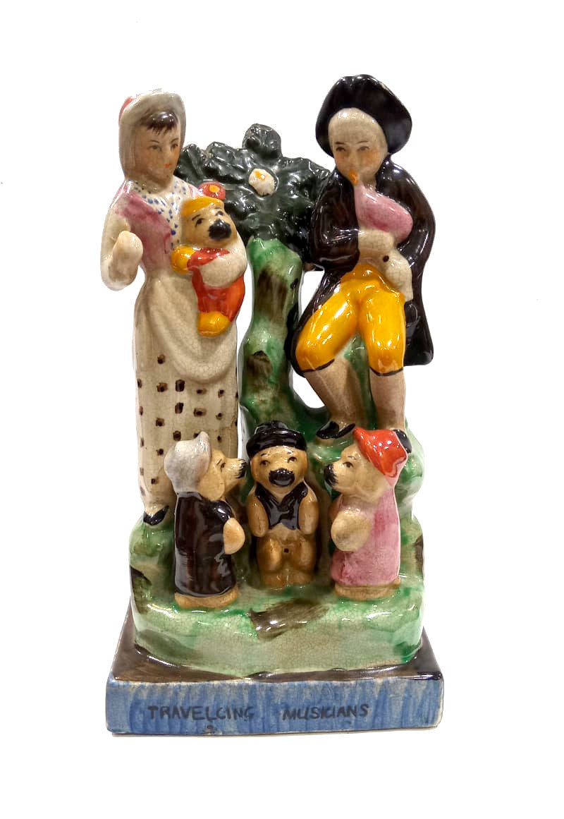 Statua in ceramica smaltata Jotdan Tout Court "Travelling Musicians"