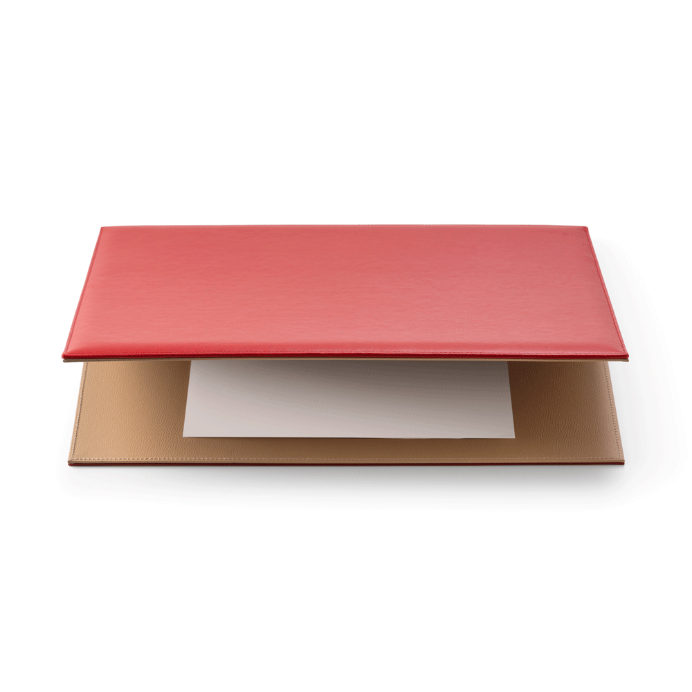 Sottomano a due specchi in similpelle rosso