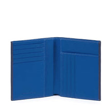 Carica l&#39;immagine nel visualizzatore di Gallery, Portafoglio verticale con 12 slot portacarte in pelle bicolore Splash Piquadro blu/blu
