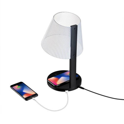 Lampada da tavolo touch con base con caricabatterie ad induzione