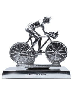 Scultura in alluminio pressofuso "Ciclista" A.G. Spalding & Bros