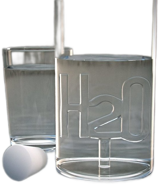 Bottiglia in vetro "H20" (disponibile in due formati)