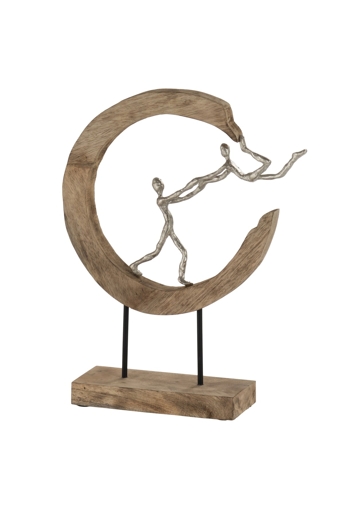 Scultura "Vieni con m" in legno di mango e alluminio