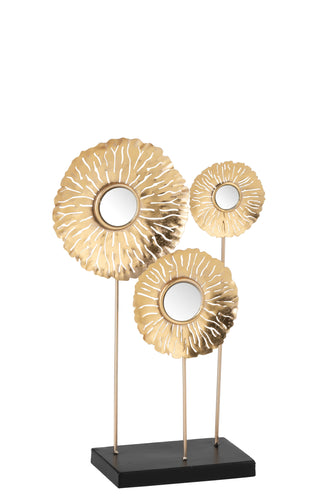 Scultura in metallo dorato con specchi 