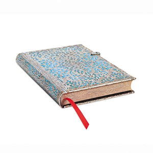 Quaderno doppio Midi a righe con copertina rigida "Blue Maya- Filigrana d'argento" Paperblanks