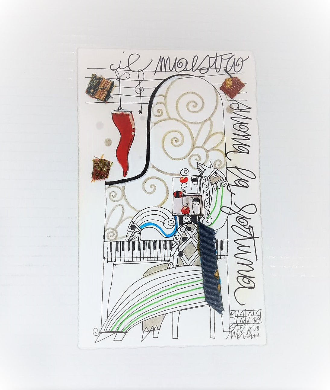 Grafica incorniciata di  Stefano Mancini: "Il maestro suona la fortuna"