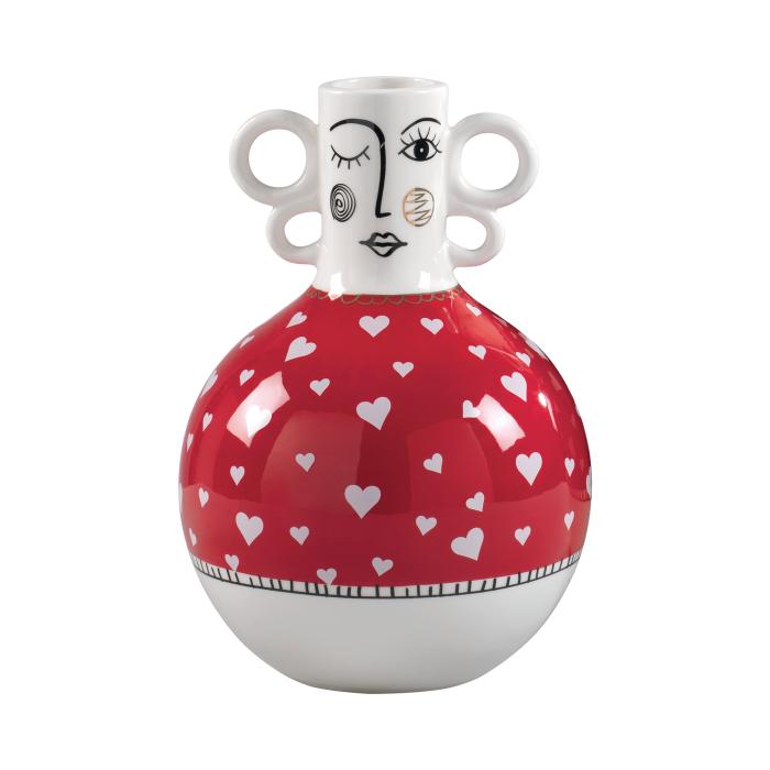 Vaso ad anfora portafiori in ceramica "Donna sorridente" 