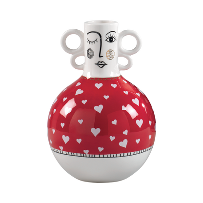 Vaso ad anfora portafiori in ceramica "Donna sorridente" 